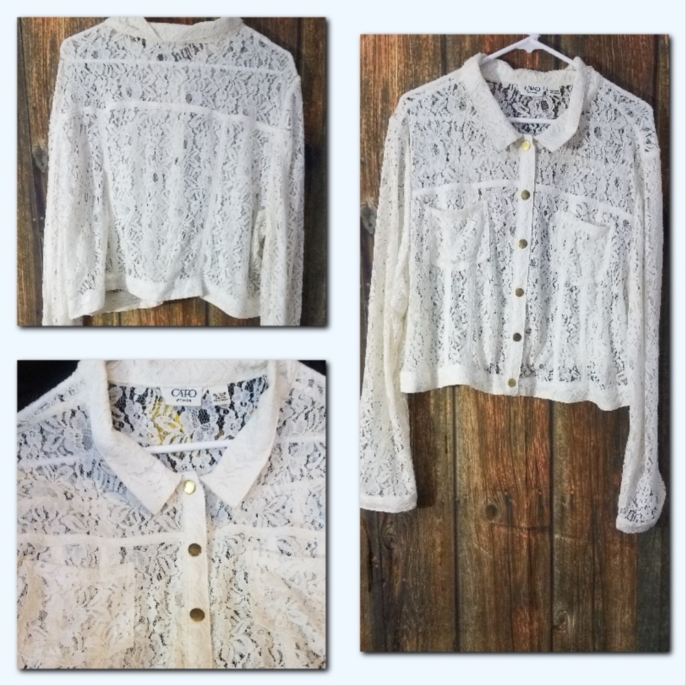 Cato Women's Plus Size Lace Jean Style Jacket